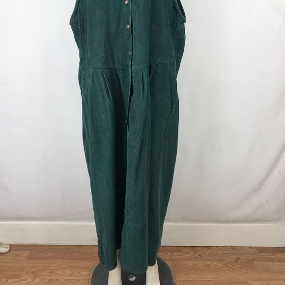 FAITH MOUNTAIN COMPANY - WOMEN'S XL - GREEN CORDUROY SLEEVELESS V NECK DRESS - Picture 2 of 6